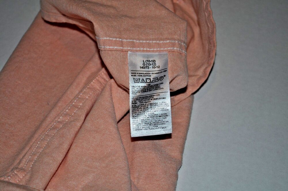Old Navy Boys Pale Pink Short Sleeve Oxford Button Down Shirt L 10-12 - Picture 8 of 8